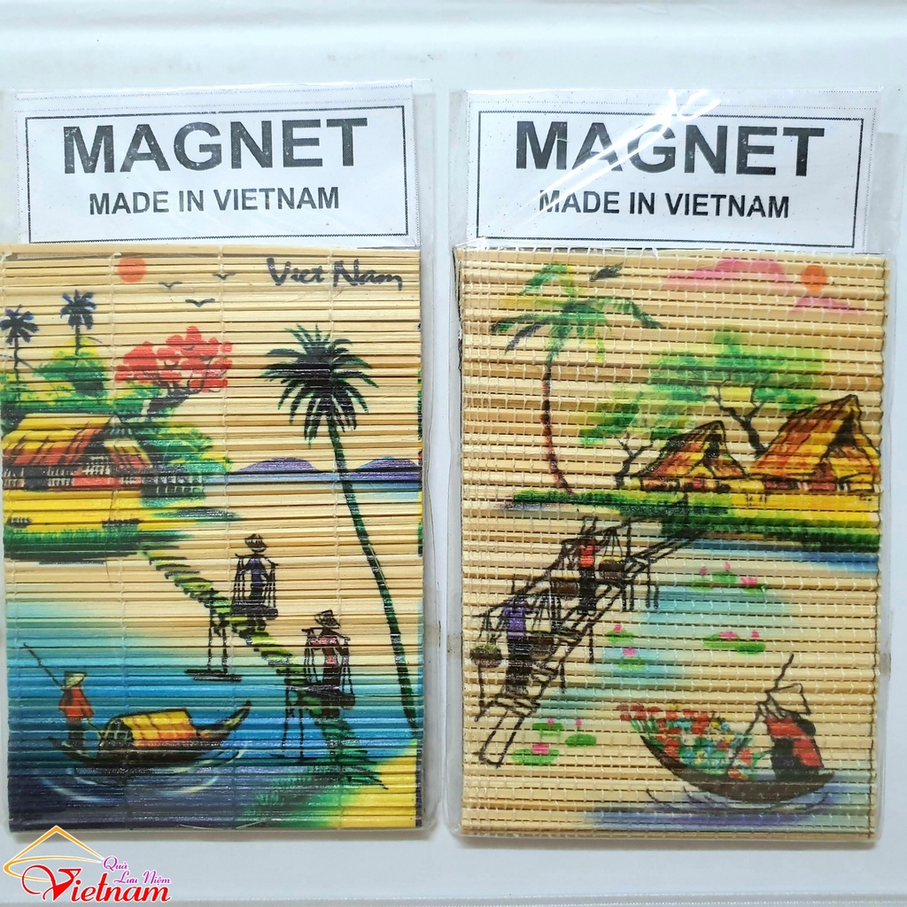 Magnet lưu niệm mành tre phong cảnh Việt Nam  - Lốc 5 miếng