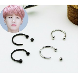 Bông tai titan cung tròn đầu bi không gỉ Suga BTS