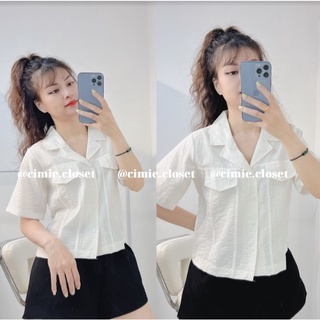 Áo sơ mi cổ vest túi hộp 2 bên kiểu HQ