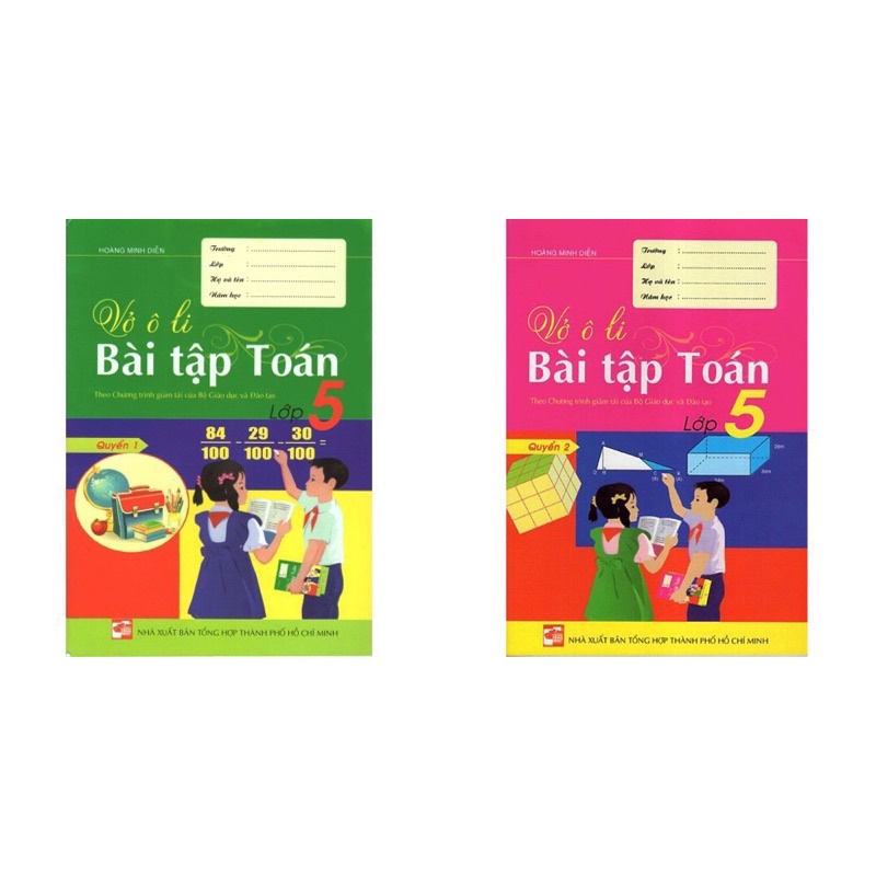 Sách - (Combo 2 tập) Vở Ô Li Bài Tập Toán Lớp 5 (Theo chương trình giảm tải của Bộ Giáo Dục và Đào Tạo)