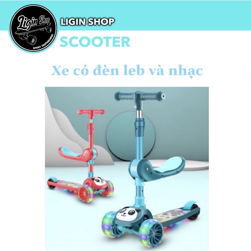 Xe scooter cho bé, Xe chòi chân, có đèn nhạc tặng kèm phụ kiện.