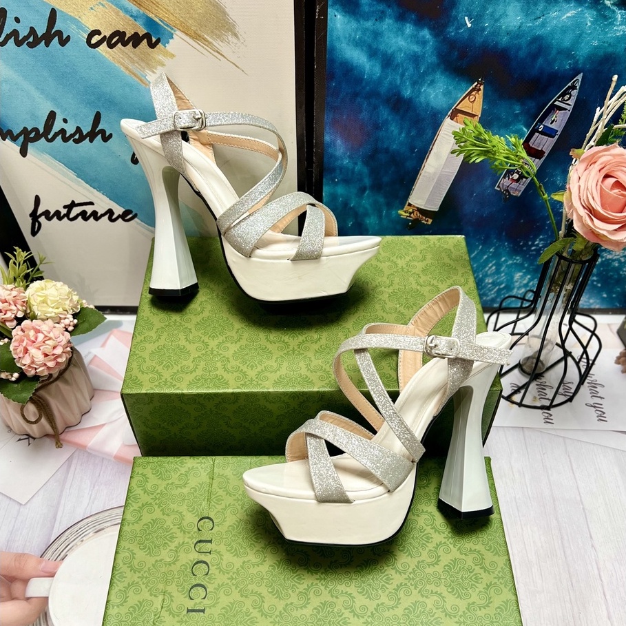 Sandal Đế Vuông Cao 13 Phân  - Giày Cô Dâu, Đi Tiệc - Quai Trong Đế Đúp SD482 shop diều phương