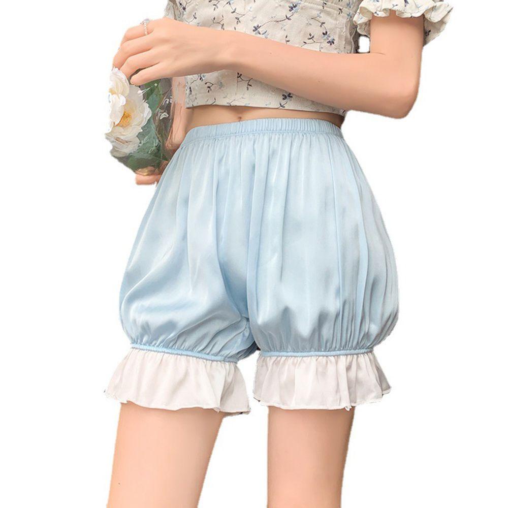 Quần Short An Toàn Lưng Thun Co Giãn Phối Bèo Phong Cách Lolita Quyến Rũ Cho Nữ