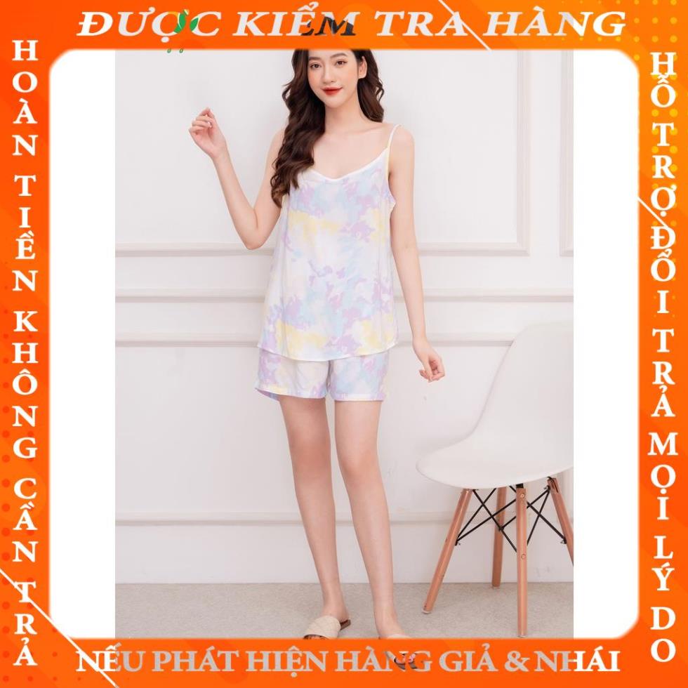 Bộ lanh mặc nhà quần đùi áo hai dây B01.2203 - Thời Trang Gia Đình VT qdung