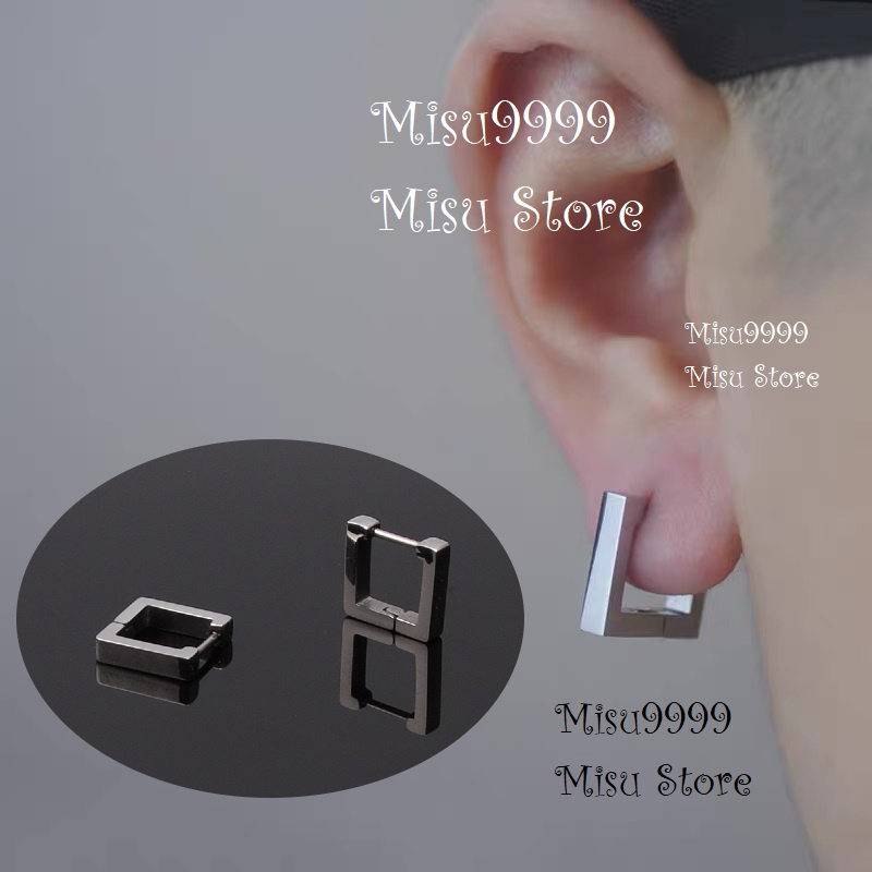 Khuyên titan Vuông khối gập nam nữ