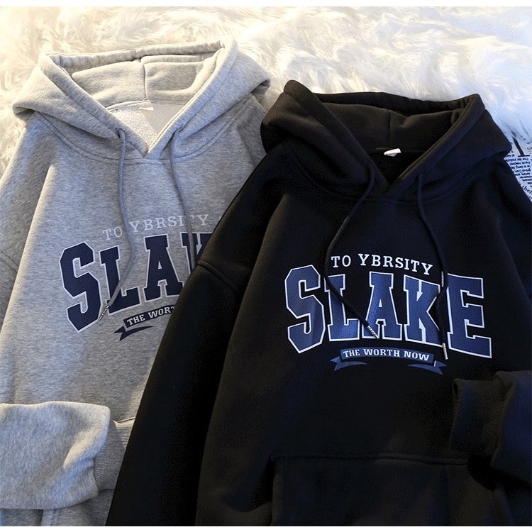 Áo hoodie nam nữ form rộng 2N Unisex nỉ bông Slake màu xanh/xám/đen