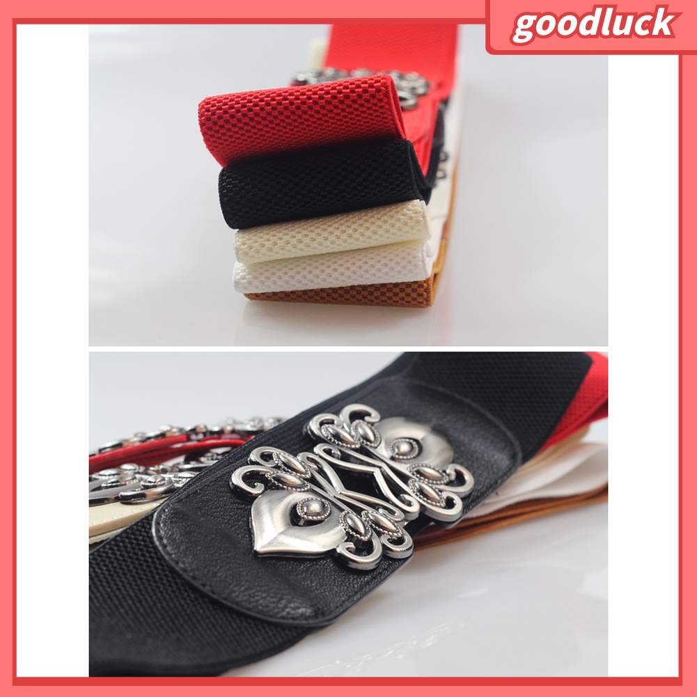 Thắt lưng da pu màu trơn khóa kim loại khắc họa tiết hoa phong cách vintage thời trang