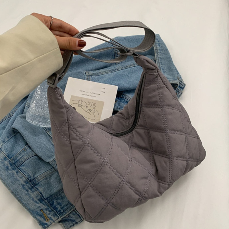 Túi Xách Nylon Đeo Vai Họa Tiết Lưới Kim Cương Thời Trang Cho Nữ