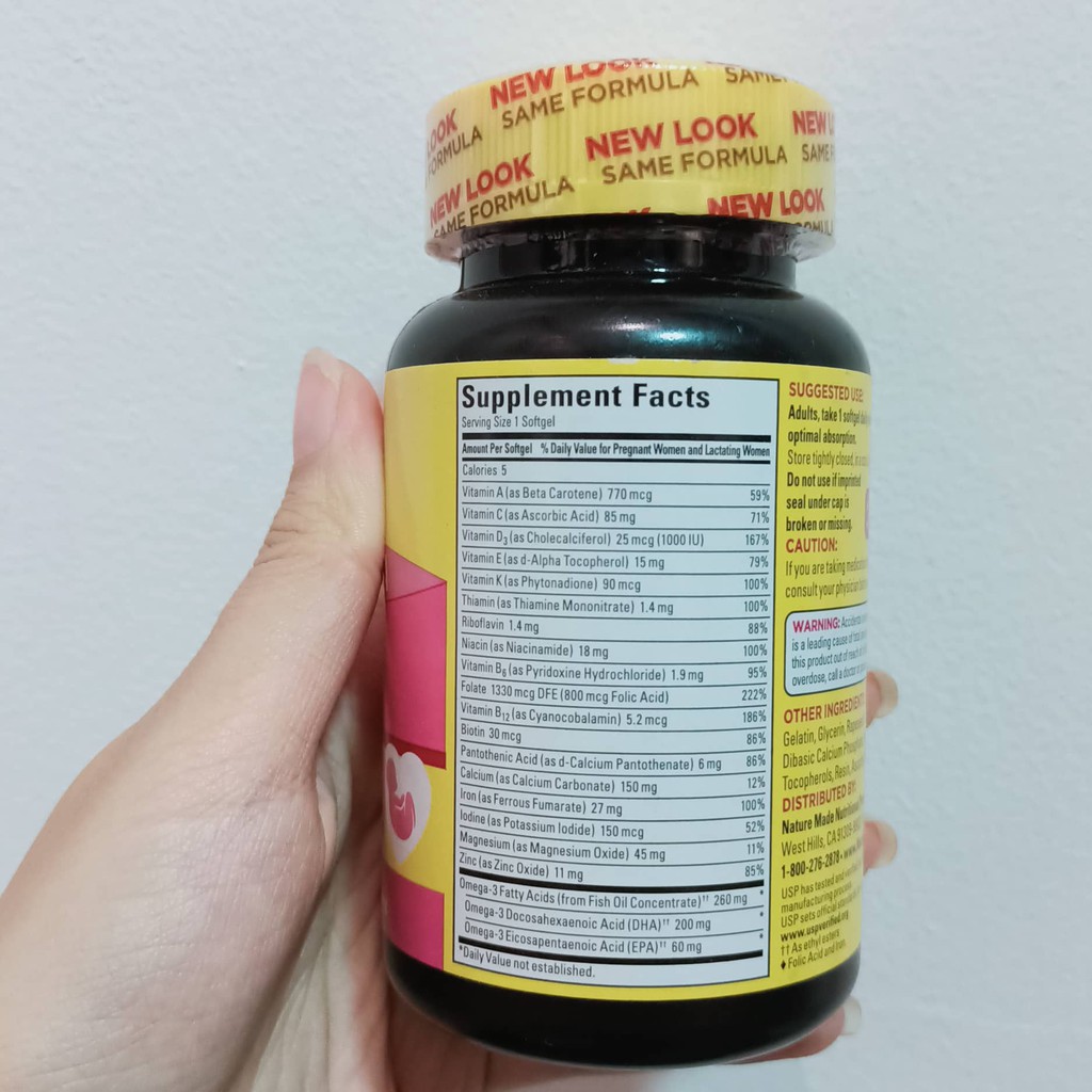 Vitamin bầu Nature Made Prenatal Multi + DHA