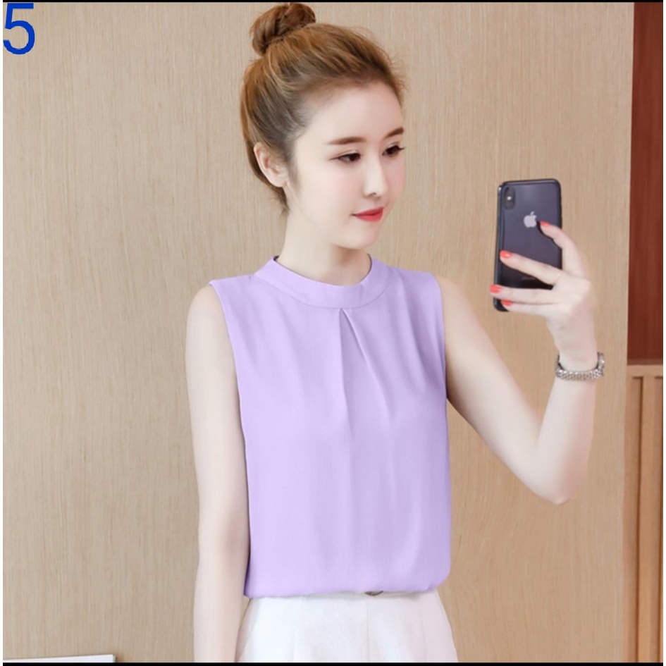 Áo Lụa Nữ Sát Nách Cổ Lọ 5 Màu