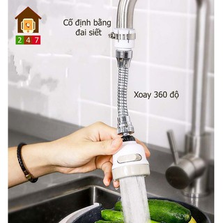 Đầu Nối Vòi Bồn Rửa Bát-Xoay 360độ- Vòi Nối Tăng Áp 3 Chế Độ.