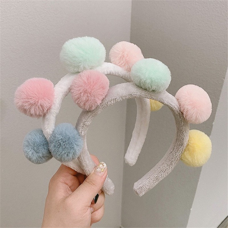 Băng Đô Cài Tóc 5 Cục Bông Tròn nhung