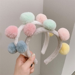 Băng đô cài tóc 5 cục bông tròn nhung