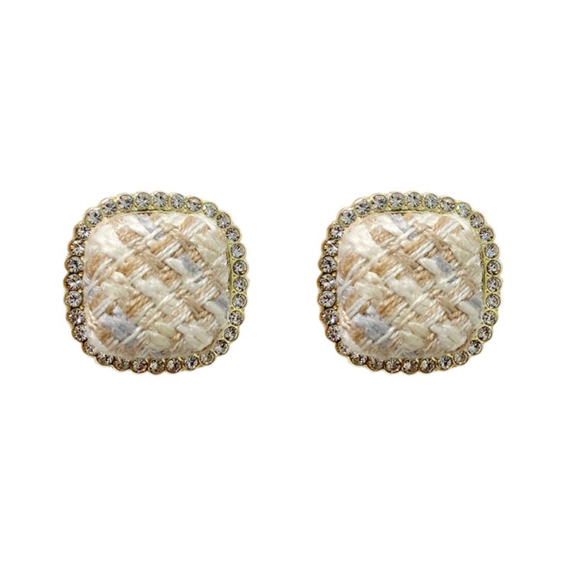 Khuyên Tai Nữ Đính Đá Hình Vuông Sang Trọng