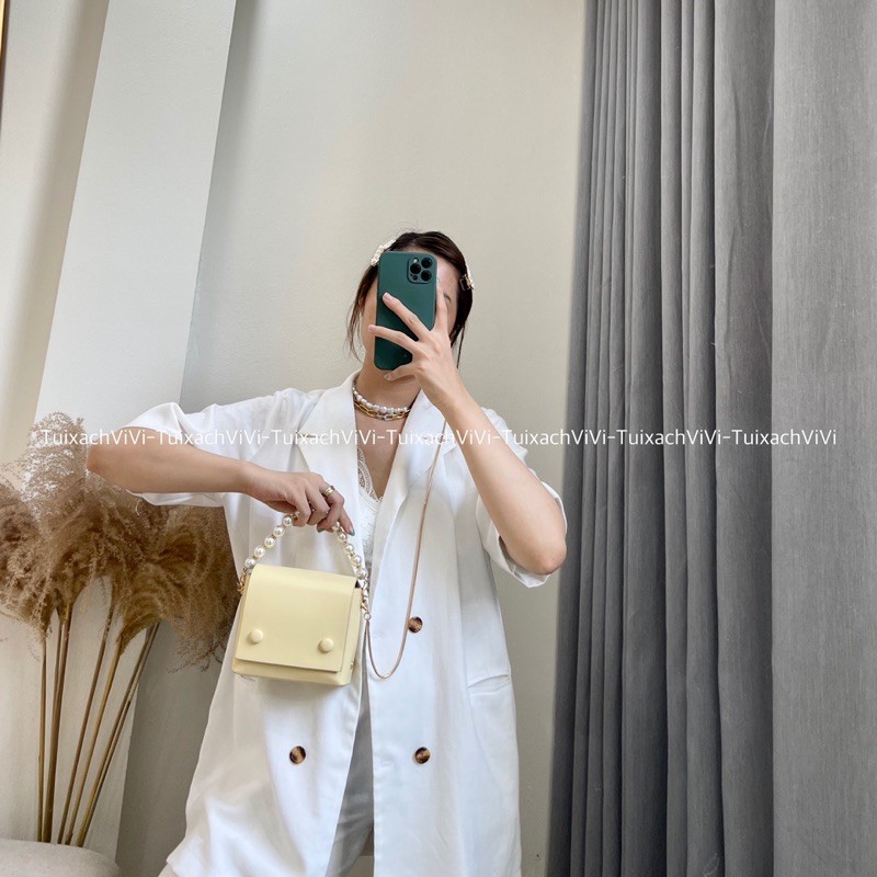 Túi Hộp Mini Đính Hạt Cườm Nữ ViVi - Túi Đeo Chéo Kiểu Dáng Mới Lạ Đi Tiệc Đi Chơi Đều Dễ Thương [Clip &amp; Ảnh thật]