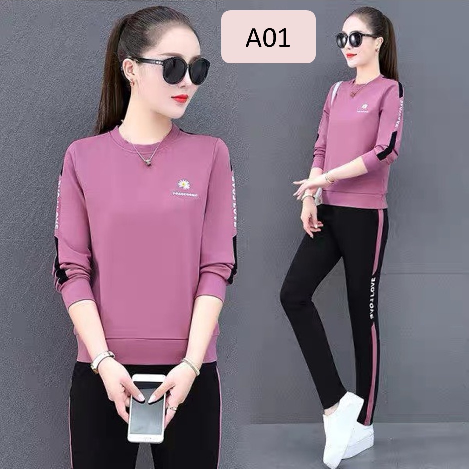 Bộ thể thao nữ - Set quần áo thu đông Hàn Quốc 2021 chất vải siêu mịn, đẹp có size 40-60kg A01