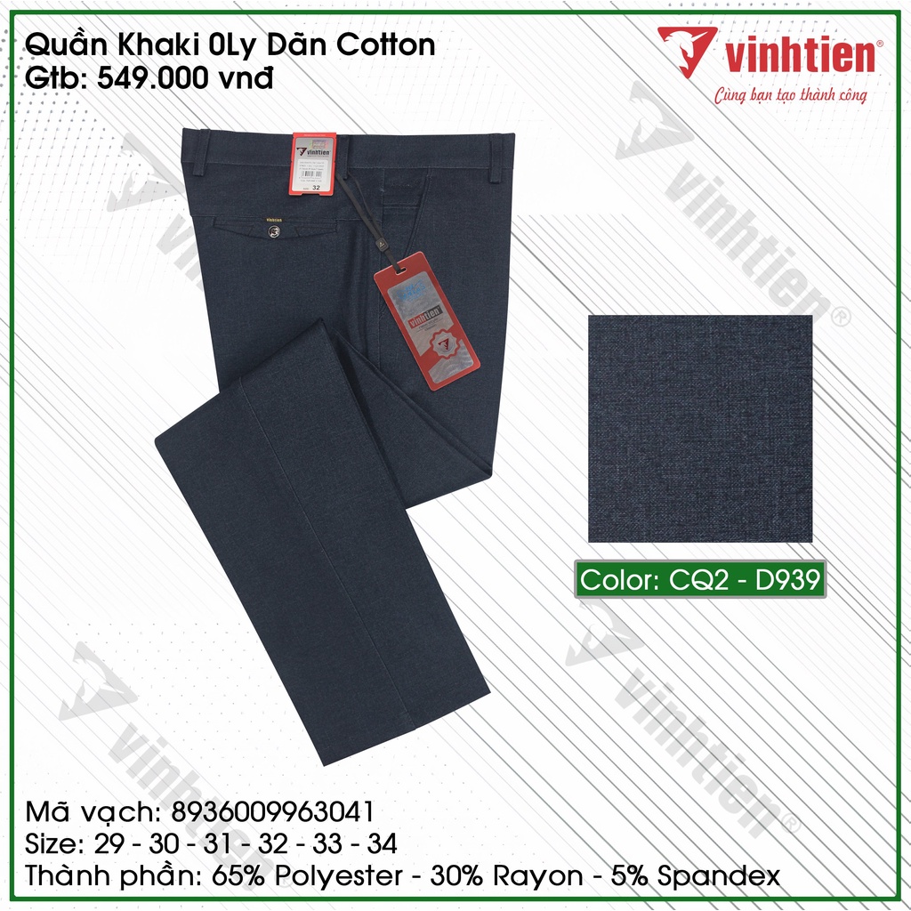 Quần Kaki 0Ly Nam Dãn Cotton Classic Vĩnh Tiến 549 - Nhiều Màu