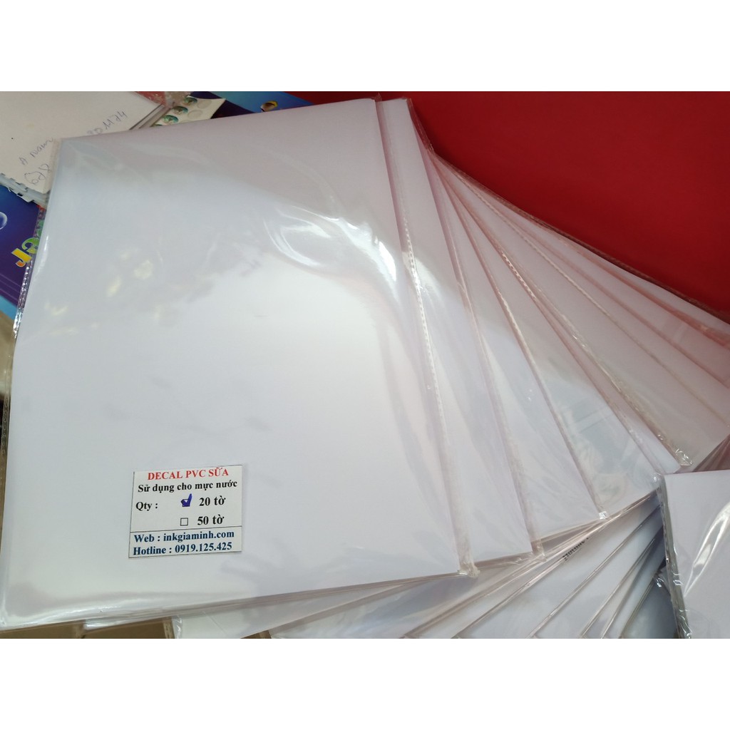 COMBO 10 XẤP  DECAL PVC TRẮNG SỮA- KHỔ A4