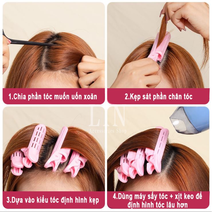 (Bộ 2 Cái) Kẹp Tạo Kiểu Tóc Xoăn Kẹp Phồng Chân Tóc LIN Phong Cách Hàn Quốc
