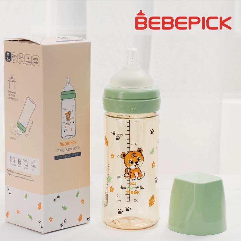￼Bình sữa PPSU Bebepick Hổ 2022 size 150ml/ 250ml (Núm tự chọn)