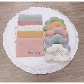 Gối sơ sinh cao cấp organic vải muslin an toàn cho bé Tree Story