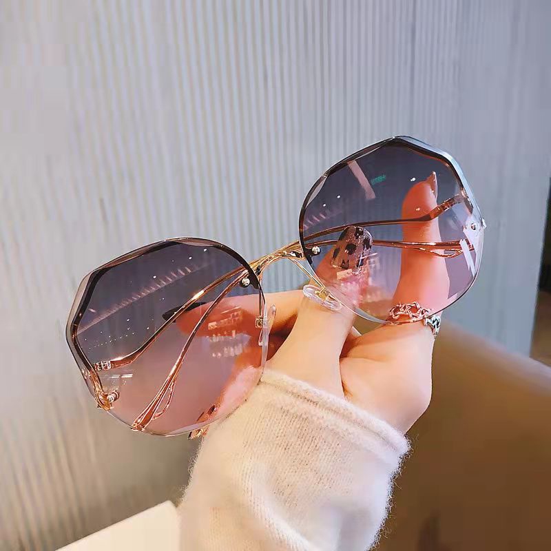Kính Mát Nữ Không Gọng Chống Tia UV Màu Sắc gradient Phong Cách Hàn Quốc