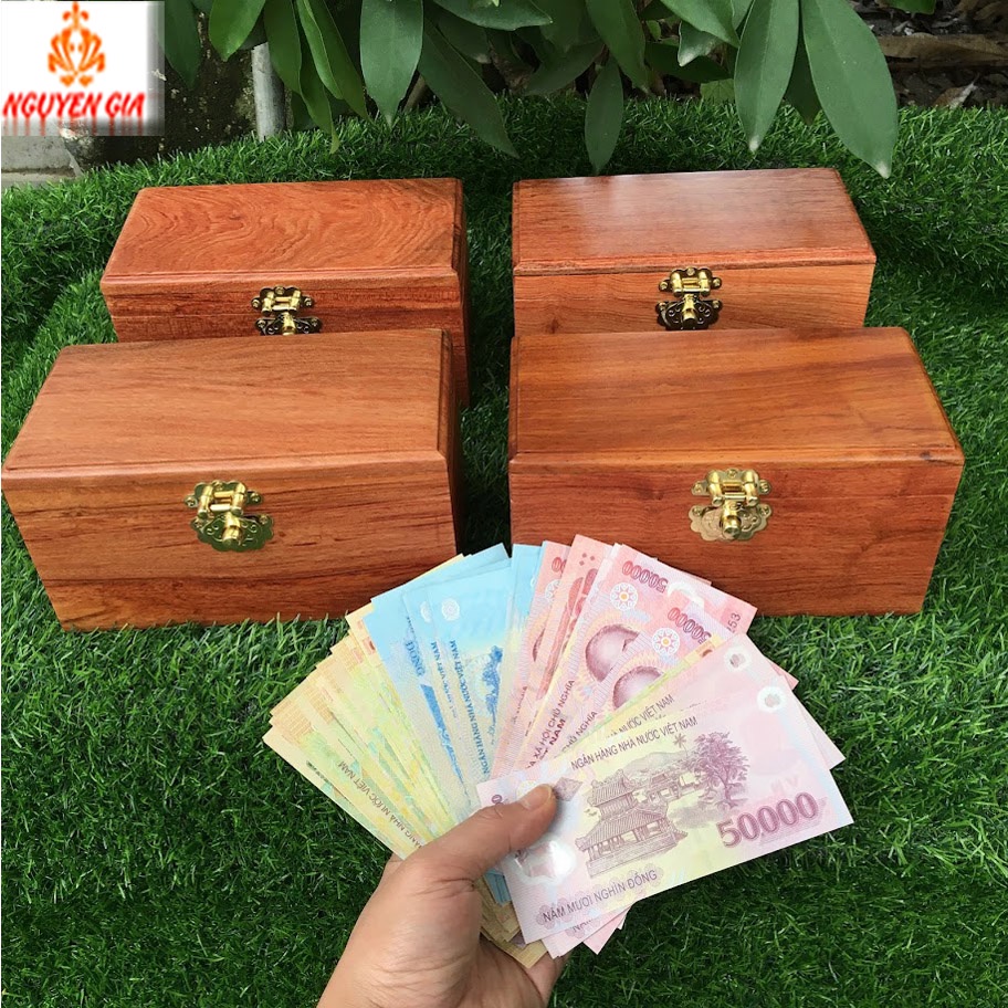 Hộp gỗ đựng tiền tiết kiệm mini có khóa
