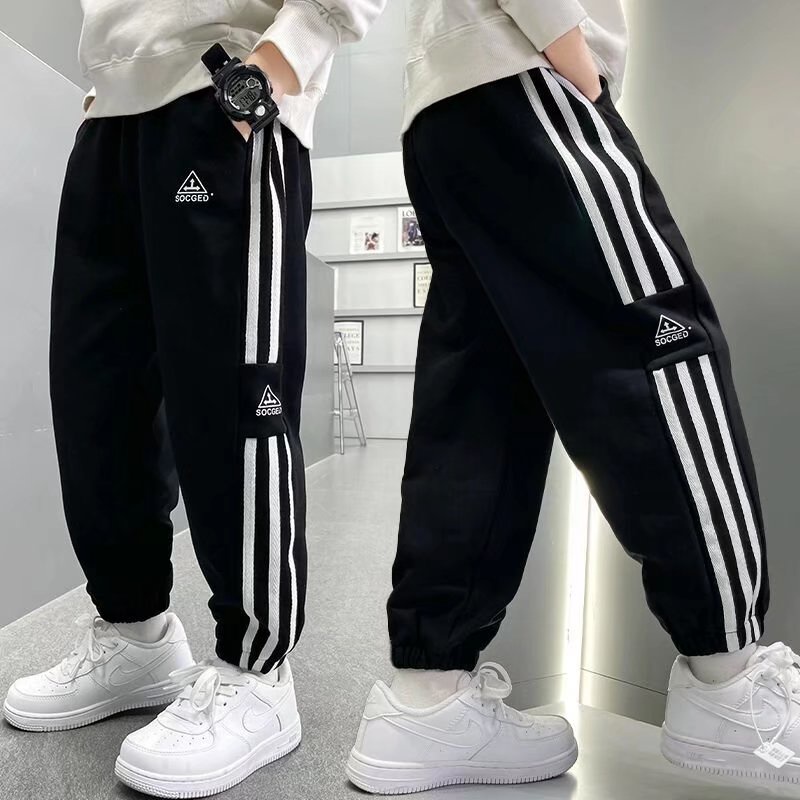 Quần bo ống BXPB cotton kẻ sọc thể thao thoải mái cho bé trai 4-15 tuổi