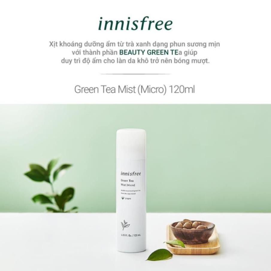 Xịt khoáng dưỡng ẩm phun sương mịn innisfree Green Tea Mist (Micro) 120ml