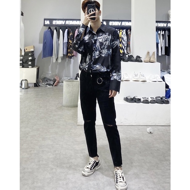 Quần Jean Skinny Nam Chất Bò,Màu Đen Co Giãn Phong Cách Hàn Quốc Năng Động - 8556