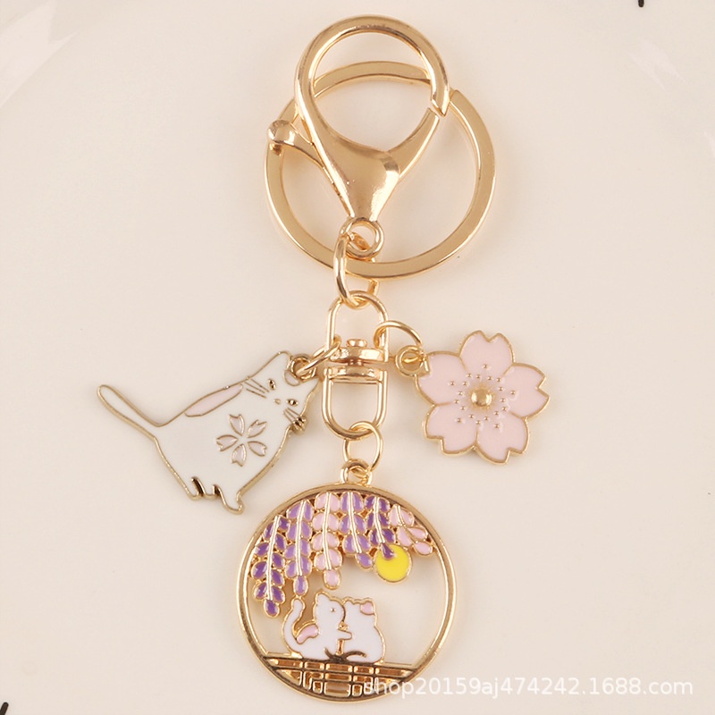 Móc Khóa Hình Mèo Hoạt Hình Dễ Thương Bằng Hợp Kim