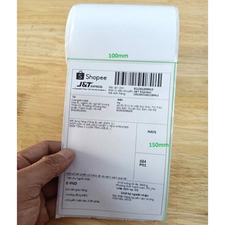 Tem nhiệt 100x150mm, cuộn 50m sử dụng in đơn hàng TMĐT