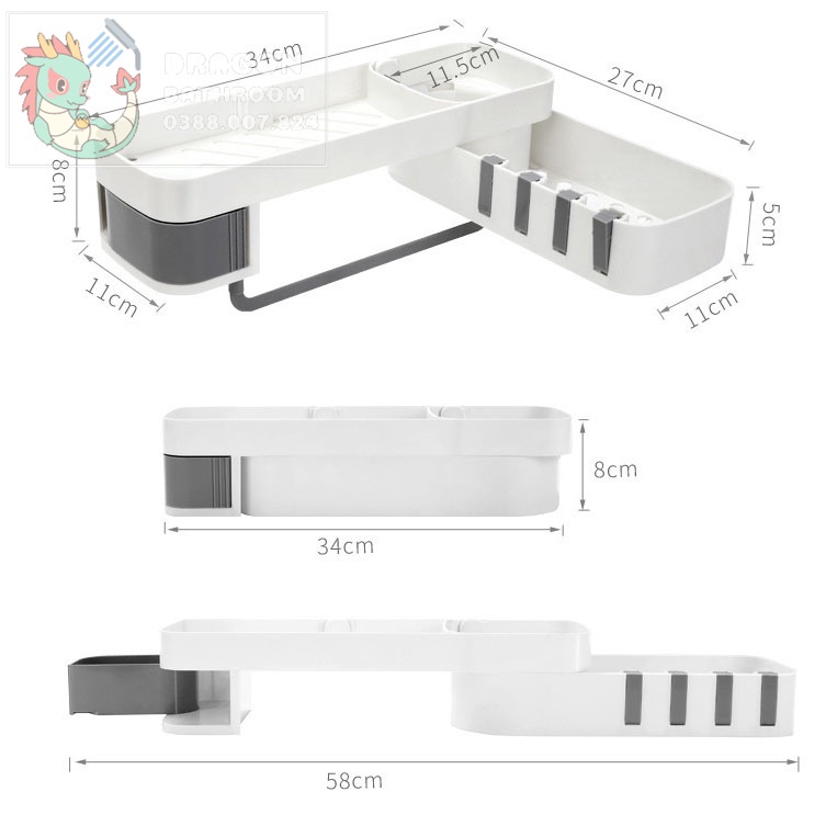 Kệ xoay thiết bị nhà tắm để đồ nhà bếp treo tường đa chức năng có thể gấp gọn-LO-81