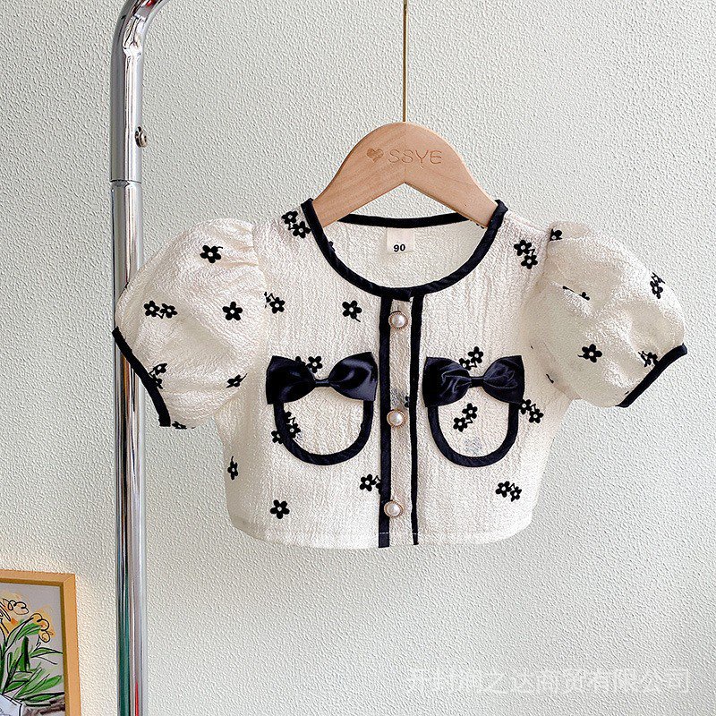 Bộ Trang Phục Gồm Áo Sơ Mi Tay Ngắn Và Chân Váy Thắt Nơ Phong Cách Mới Dành Cho Bé Gái