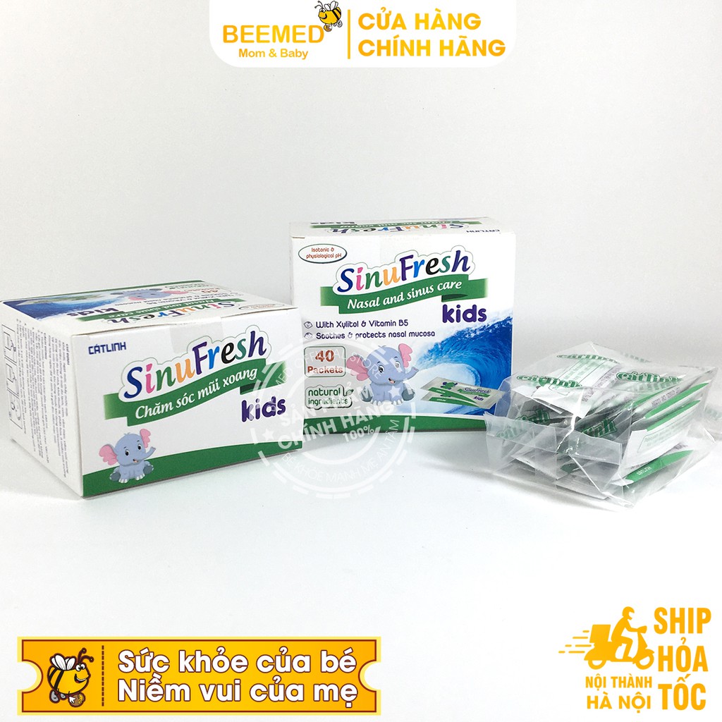 Bình rửa mũi cho bé  Sinufresh Kids chai 180ml Cát Linh tặng kèm 15 gói muối nano rửa xoang, dụng cụ có van điều chỉnh