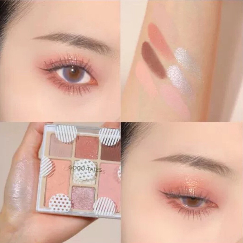 Bảng mắt đá băng 7 màu GOGO TALES tông cam đào hồng đất Bubble Spot Eyeshadow Palette  xinh xắn hot Tiktok GT241 GOGO77