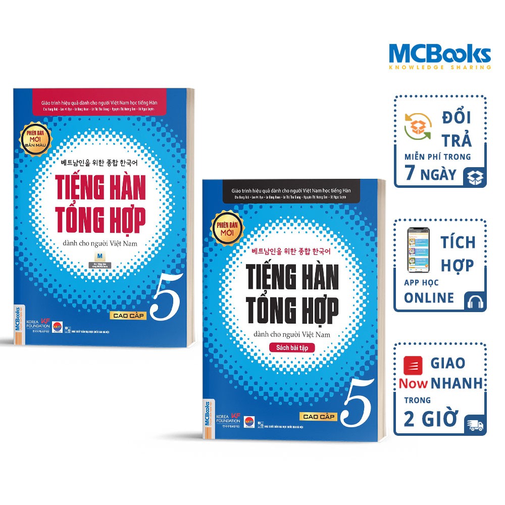 Sách - Combo Tiếng Hàn Tổng Hợp Dành Cho Người Việt Nam Cao Cấp 5 Bản Màu - Học Kèm App Online