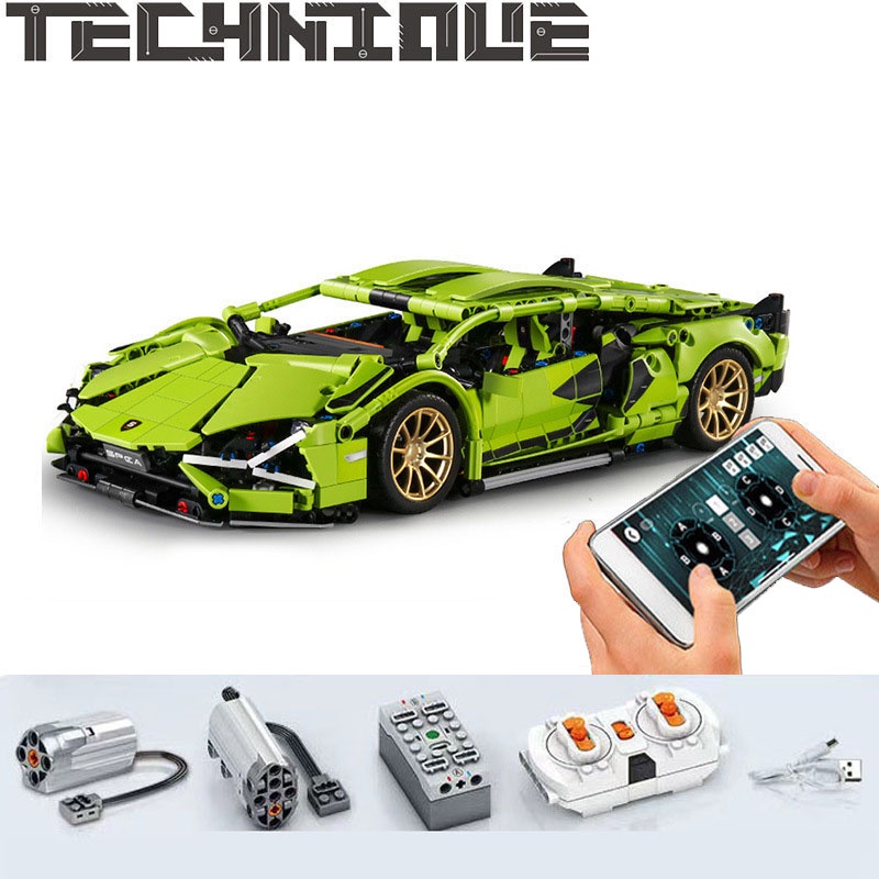 Đồ Chơi Lắp Ráp Mô Hình Điều Khiển Từ Xa RC Siêu Xe Lamborghini Sian Model SY8600 Với 1000+ Mảnh Ghép