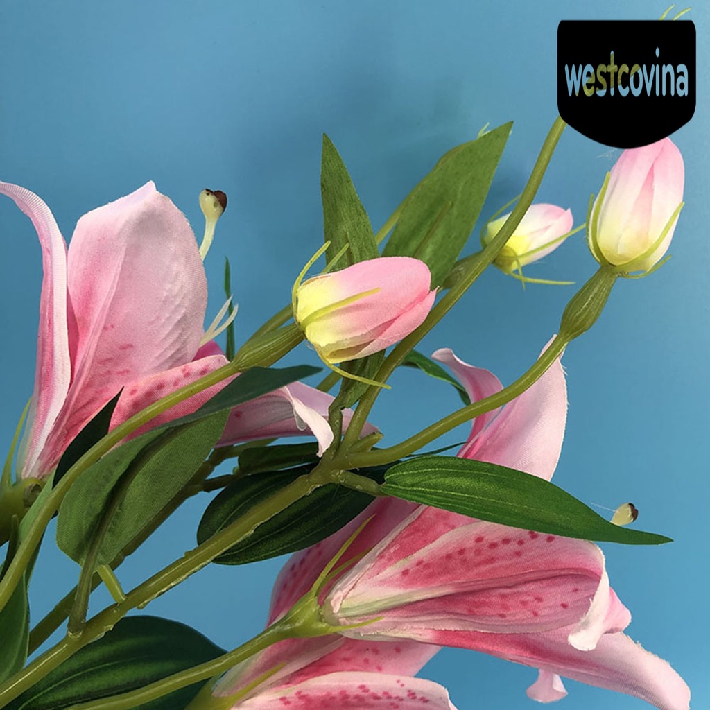 [Hot]☀ Nhánh Hoa Lily Giả 6 Bông Trang Trí Tiệc Cưới