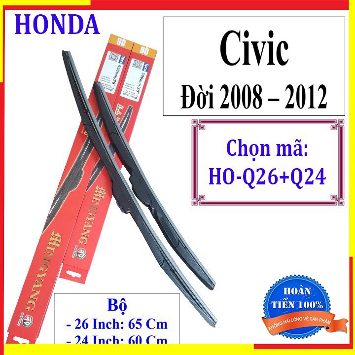 Cần gạt mưa Honda CIVIC ĐỜI 2008 - ĐẾN 2012 - VÀ CÁC DÒNG XE KHÁC HÃNG HONDA: Accord-Civic-Hrv-City-Jazz-Crv -