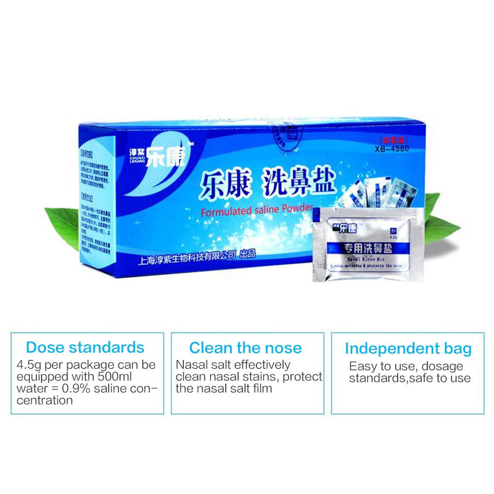 Salorie 60Pack Rửa Muối Mũi Sinus Dị Ứng Rửa Mũi Giảm Saline Mix 2.7g / 4.5g cho 300ml 500ml Chai Rửa Mũi