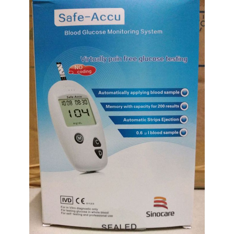 [Tặng Kèm Que và Kim] Máy Đo Đường Huyết Safe - Accu SINOCARE Chính Hãng