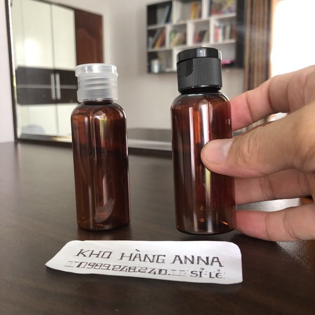 [ Chai Lọ Hủ Nâu 50ml ] 50 Chai pet nhựa Nâu 50ml - 50 Chai nâu nhỏ chiết mỹ phẩm nắp bật/ xịt sương/ xịt giọt/ nắp nhôm