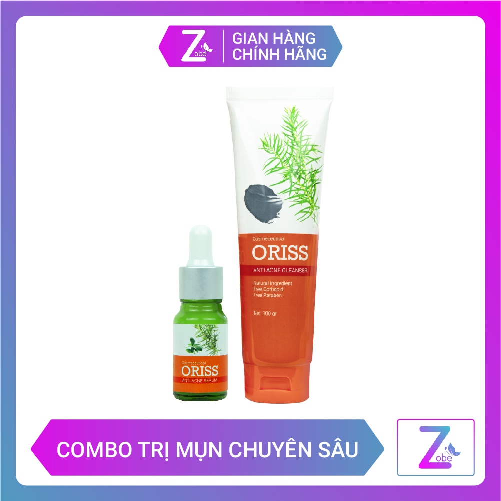 Combo Ngừa Mụn Mờ Thâm Oriss - Sữa Rửa Mặt Ngừa Mụn Oriss 100g + Serum ngăn ngừa mụn Oriss 10ml