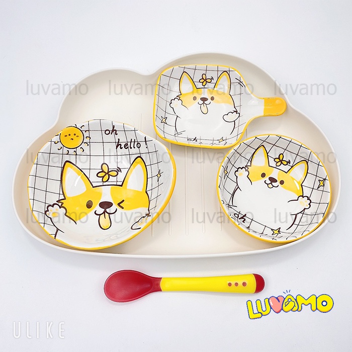 [Tặng 2 thìa] Combo bát ăn dặm gốm sứ kiểu nhật cho bé AD56