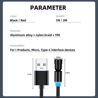 Dây Cáp Sạc Nhanh 2M 540o Cổng Usb Type C / lightning Iphone 12 Ios / android Micro