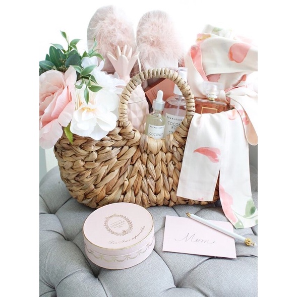 Giỏ thuyền lục bình giỏ cói có quai cầm decor Vintage, mộc mạc, giản dị bảo vệ môi trường