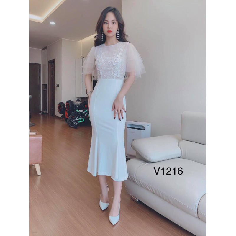 [ xả kho ] MiD Đầm tay bồng đuôi cá dự tiệc V1216 Mie Design kèm ảnh thật