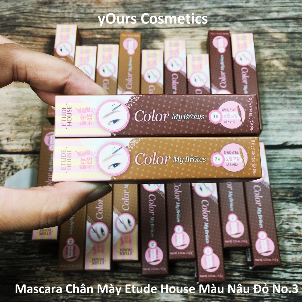 [Auth Hàn] Mascara Chân Mày Etude House Color My Brow Màu Nâu Đỏ 03 Red Brown - Mascara Chân Mày Etude House Màu Nâu Đỏ