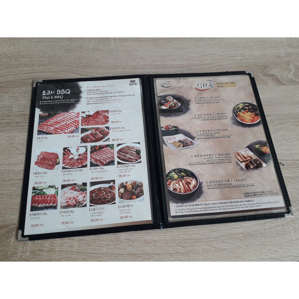 Bìa menu 10 trang A4